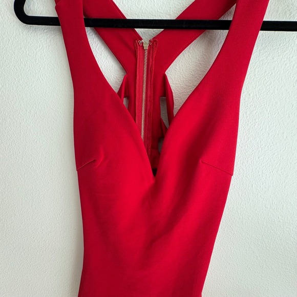 Windsor Red Deep V-Neck Strappy Open Back Bodycon Mini Dress Sleeveless Party - Picture 5 of 8